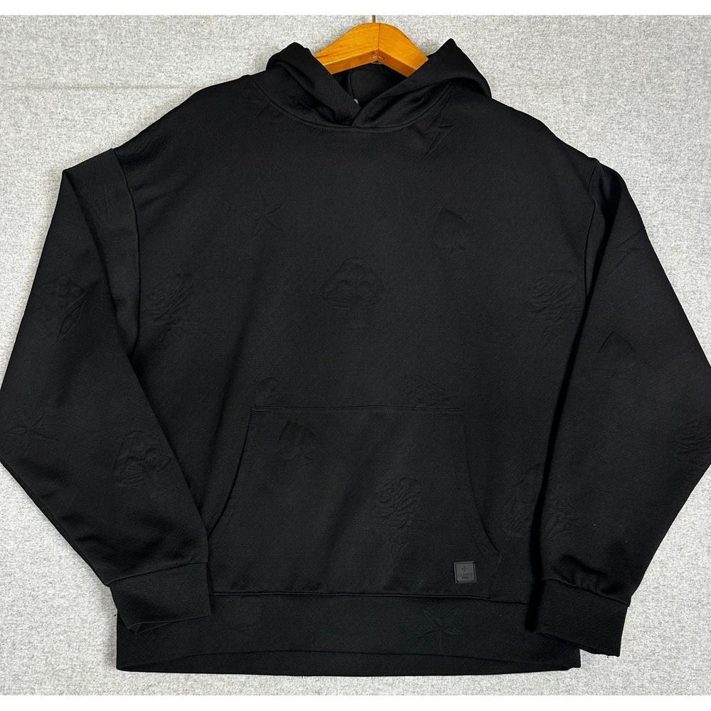 Saints Studio Jacquard Hoodie Mens XL Black Embossed Mushroom Spade Yin Yang
